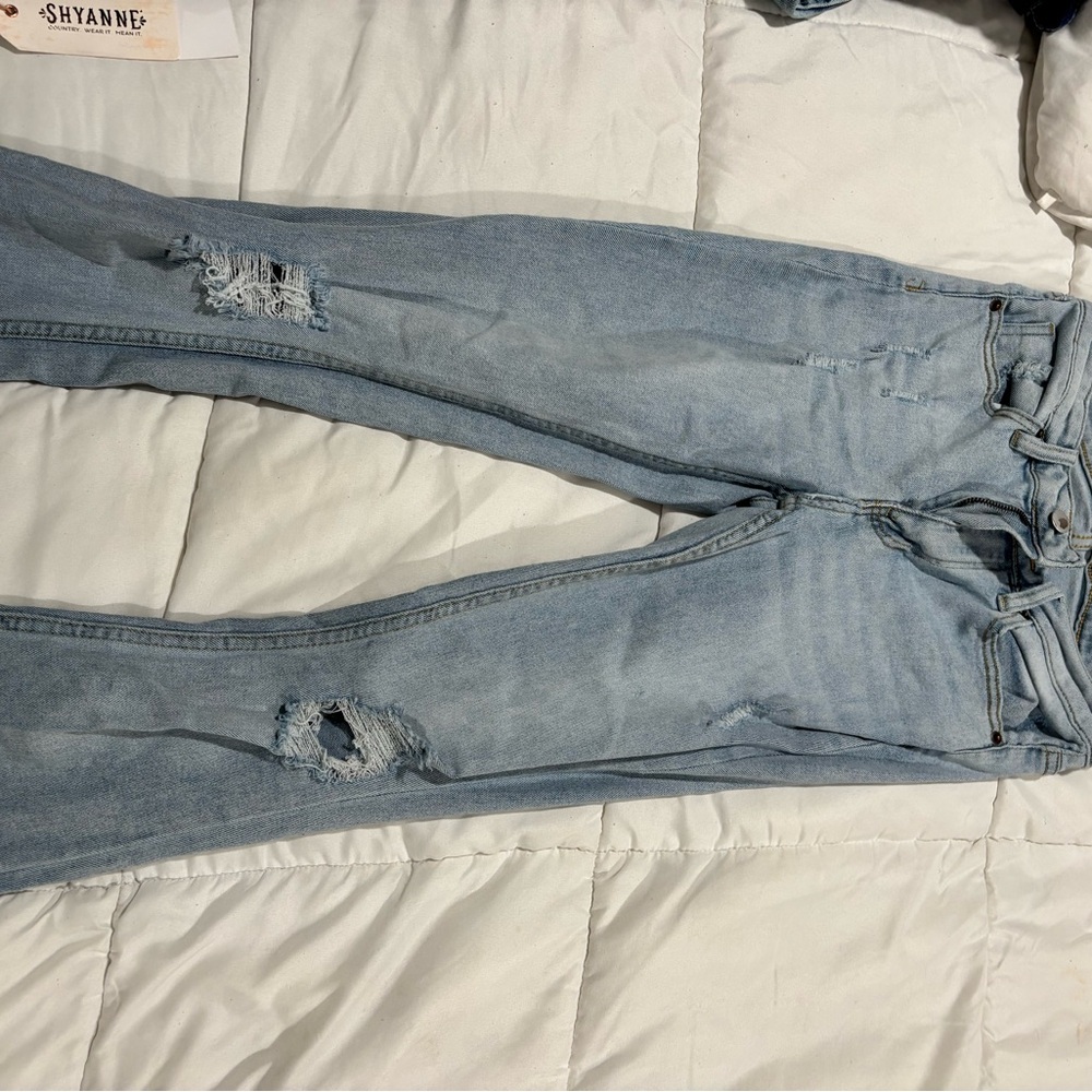 Fashion Nova Blue Boot Cut Jeans Distressed Style